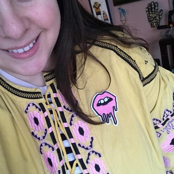 Costume Baldor Patch Lips Dripping Drooling Mouth Embroidered - Picture 2 of 4